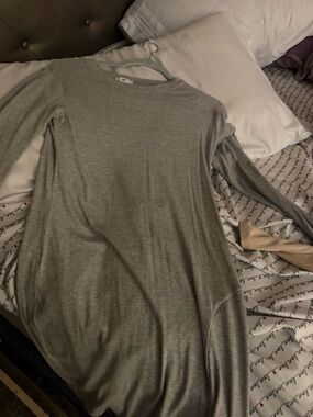 bp Light Gray Ribbed Crewneck Top dress